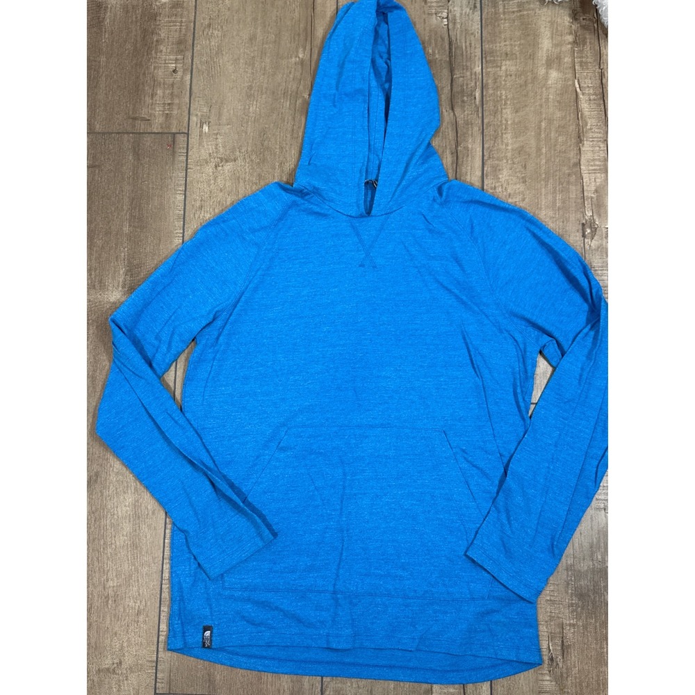 The North Face Mens Blue Heathered Hoodie Pullover Long‎ Sleeve Pocket Casual